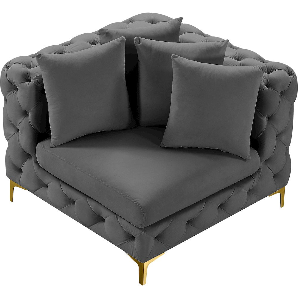 Tremblay Grey Velvet Corner Chair