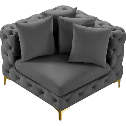 Tremblay Grey Velvet Corner Chair