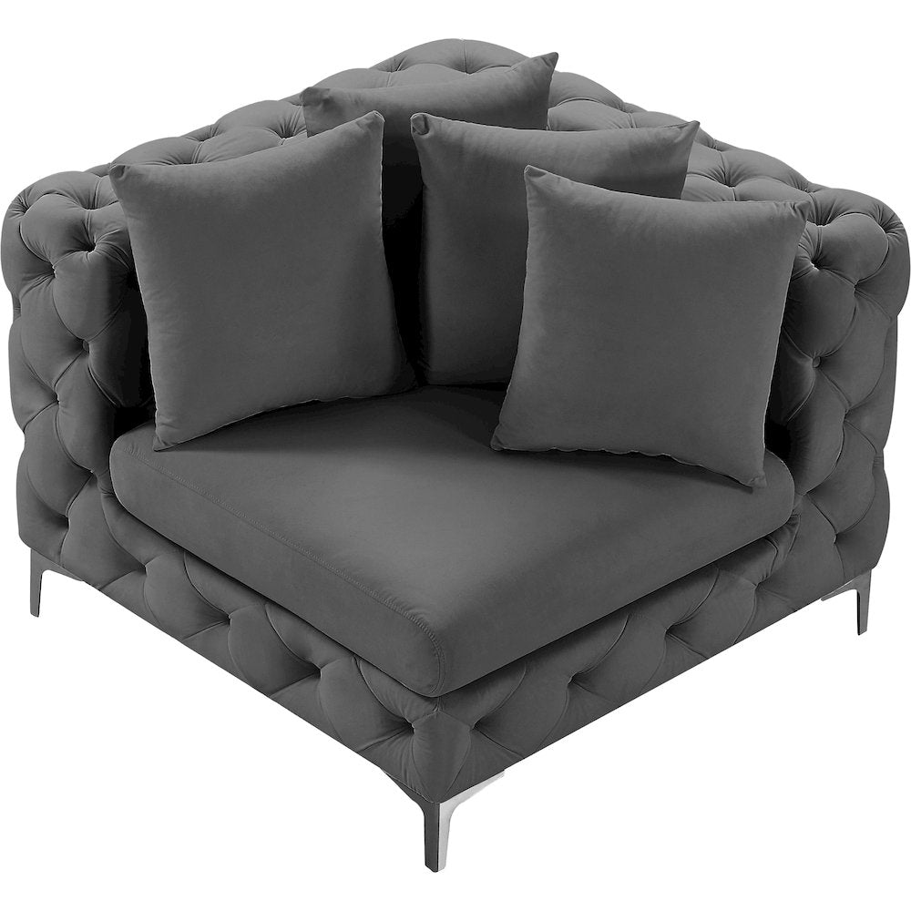 Tremblay Grey Velvet Corner Chair