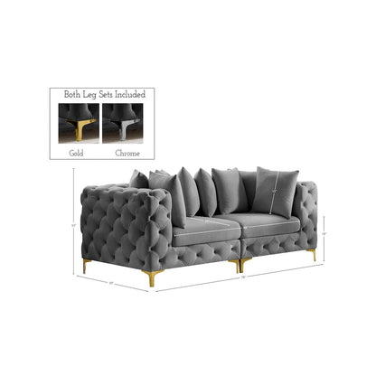 Tremblay Grey Velvet Modular Sofa