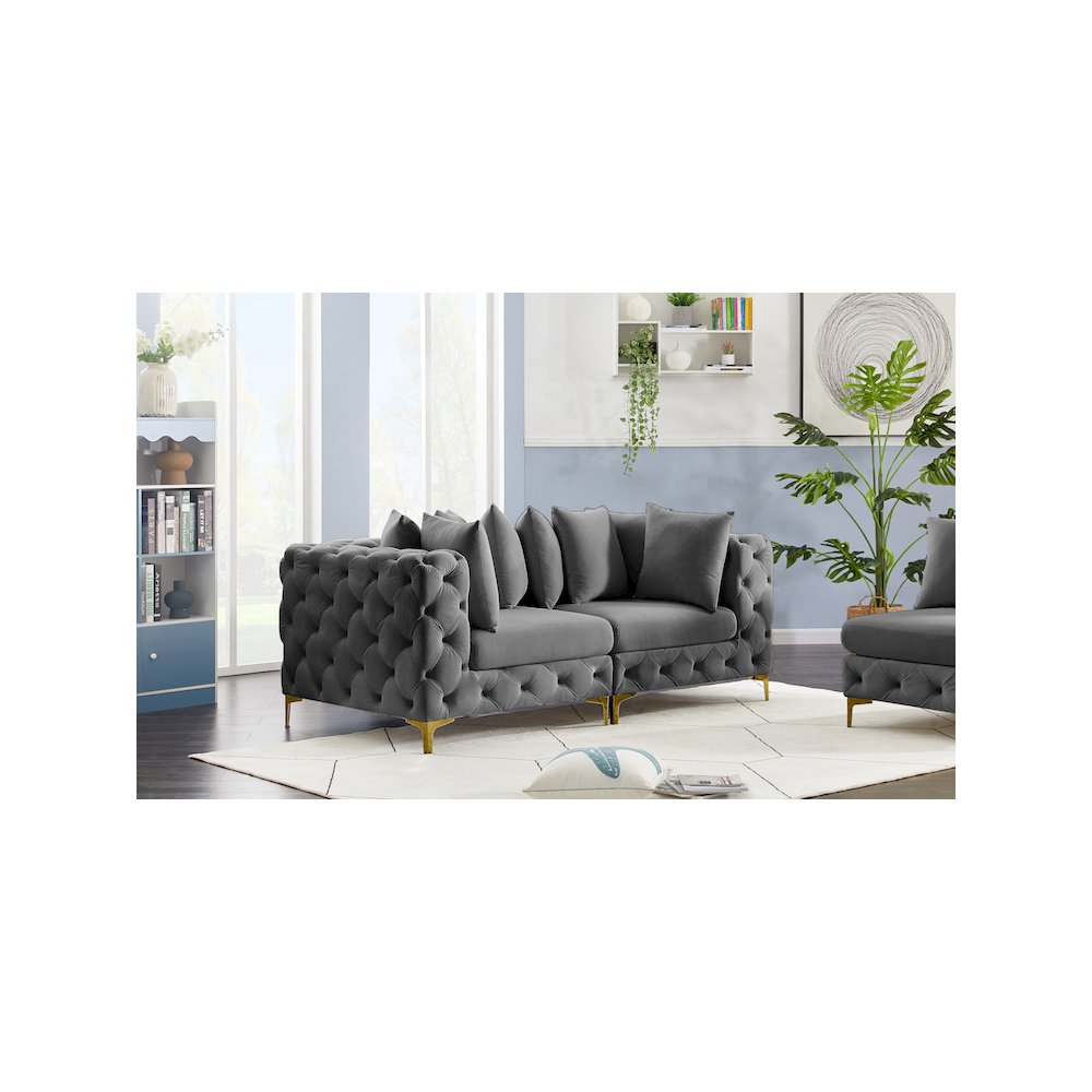 Tremblay Grey Velvet Modular Sofa