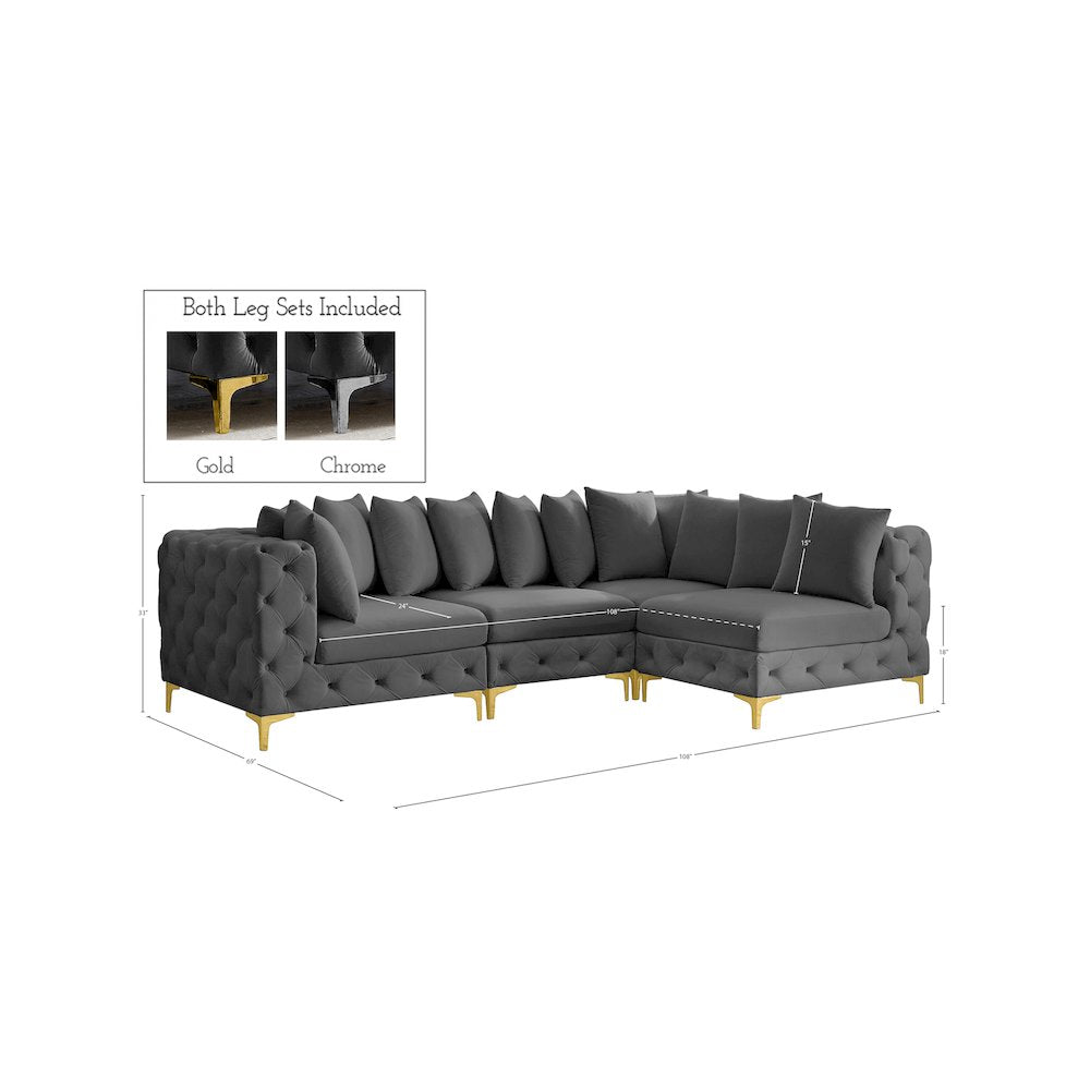 Tremblay Grey Velvet Modular Sectional