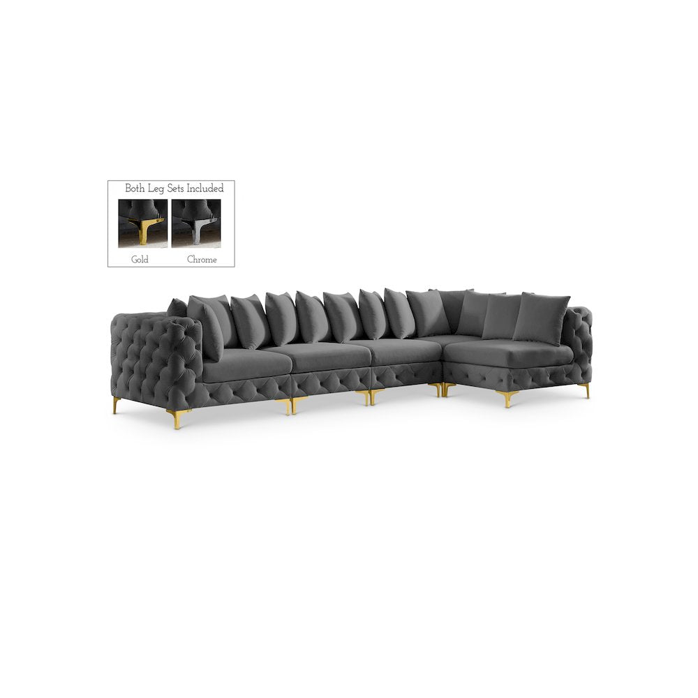 Tremblay Grey Velvet Modular Sectional