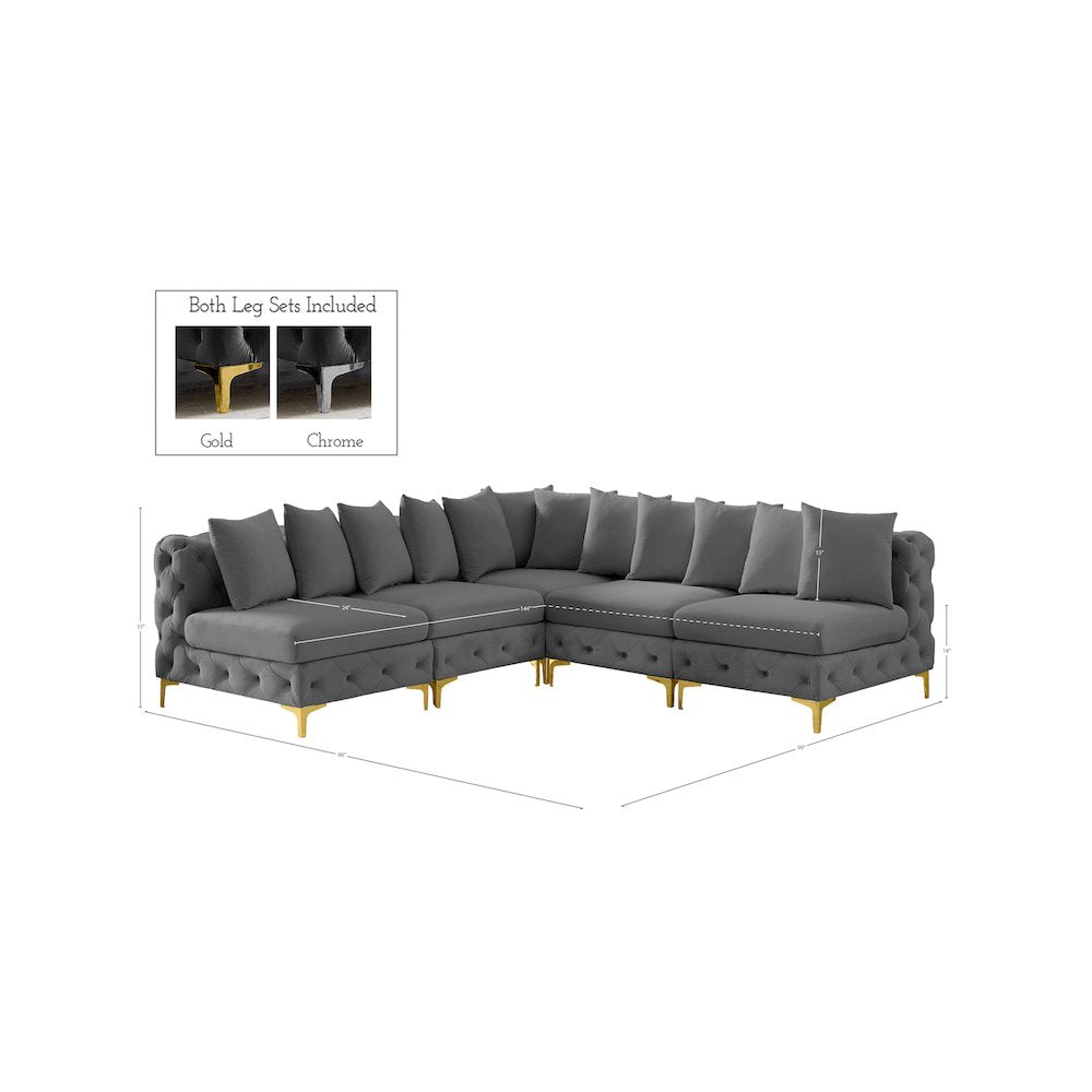 Tremblay Grey Velvet Modular Sectional