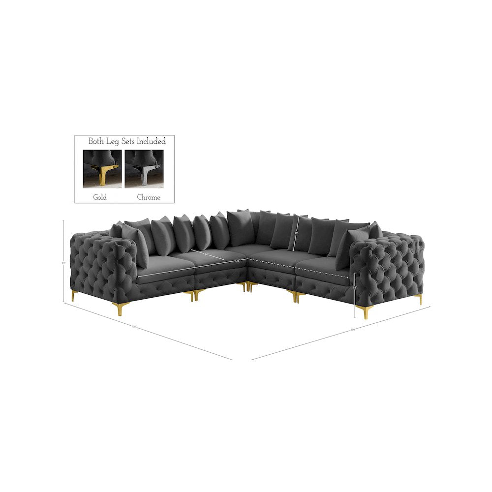 Tremblay Grey Velvet Modular Sectional