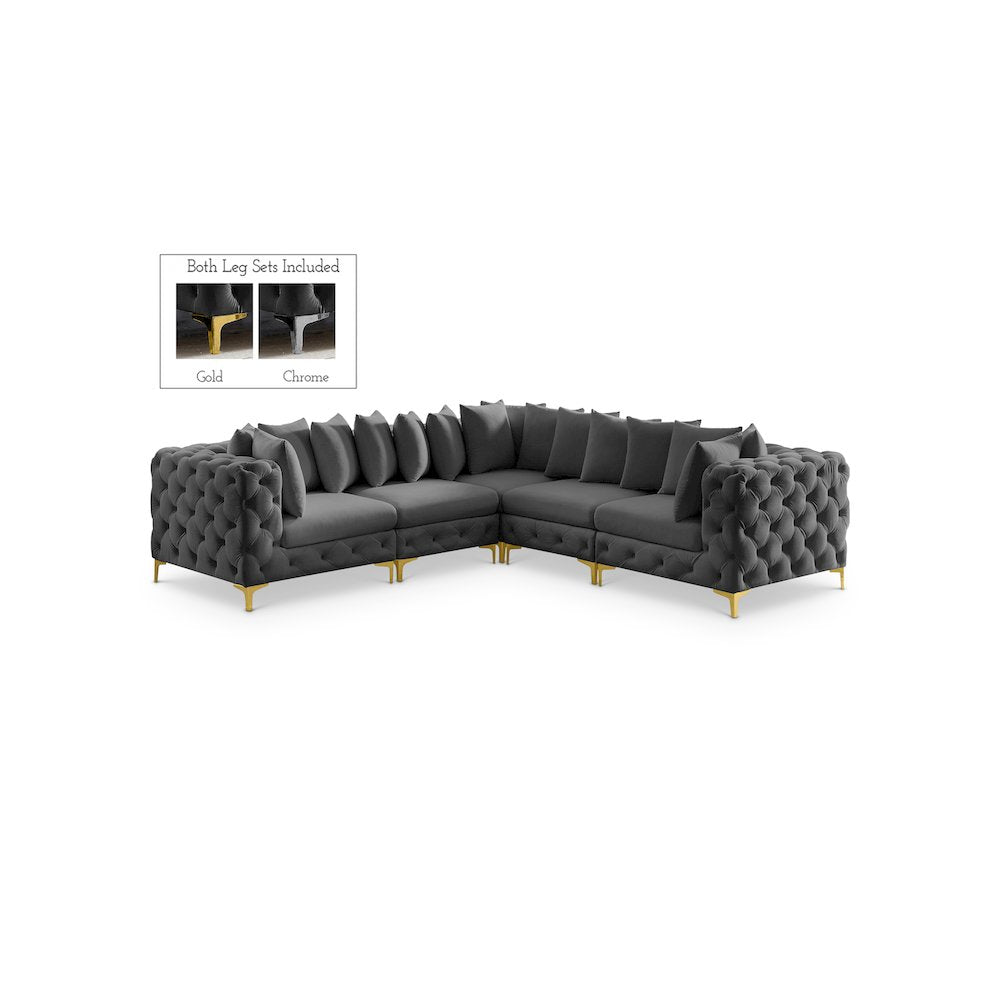 Tremblay Grey Velvet Modular Sectional