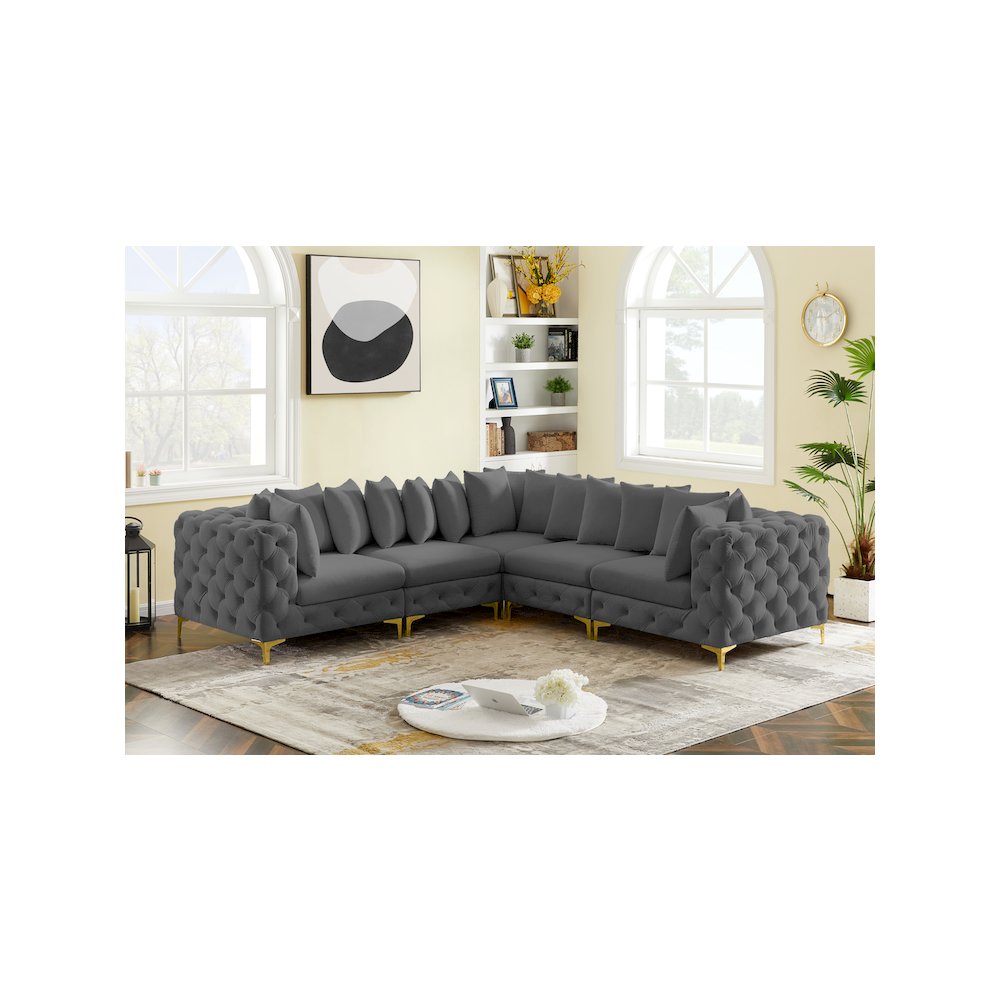 Tremblay Grey Velvet Modular Sectional