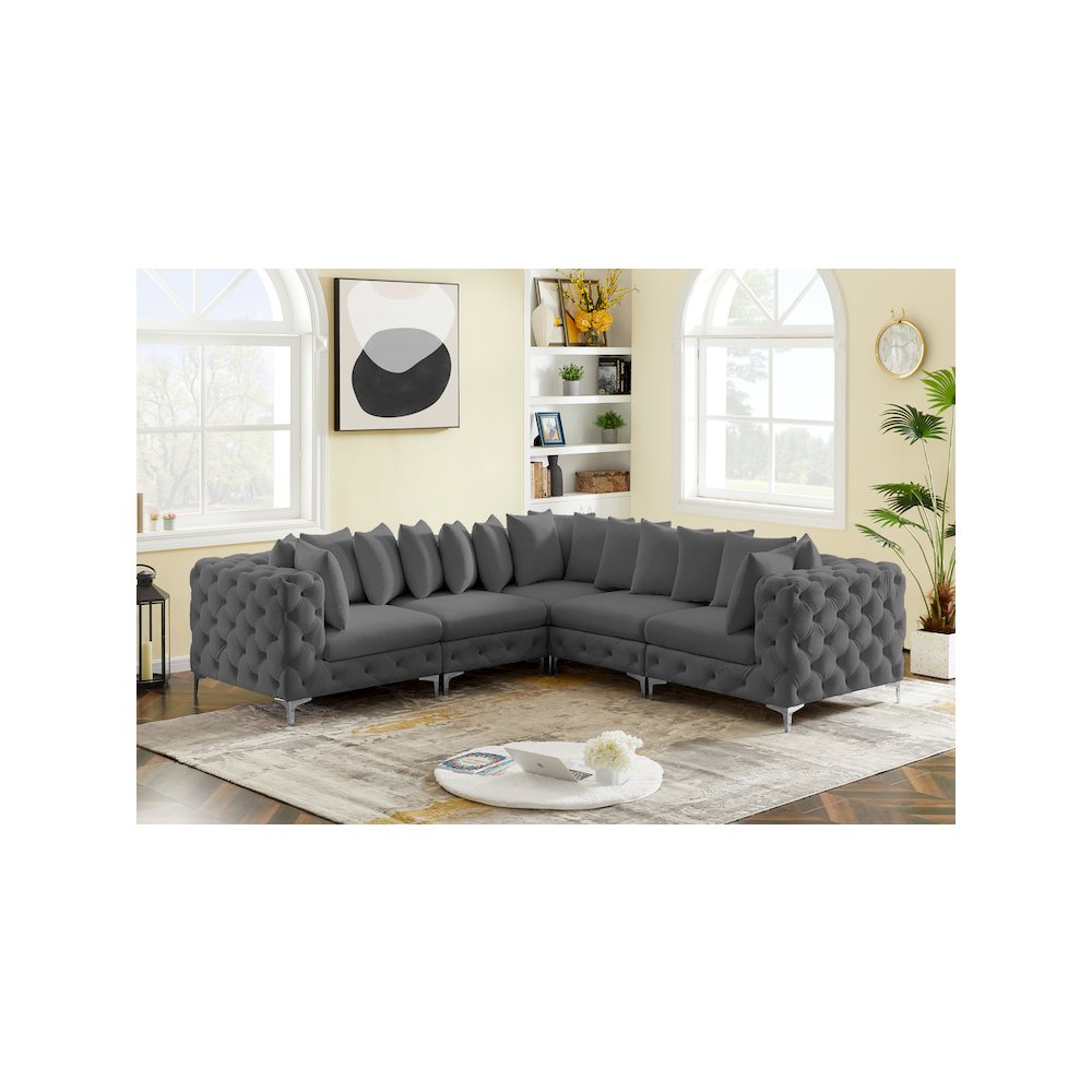 Tremblay Grey Velvet Modular Sectional