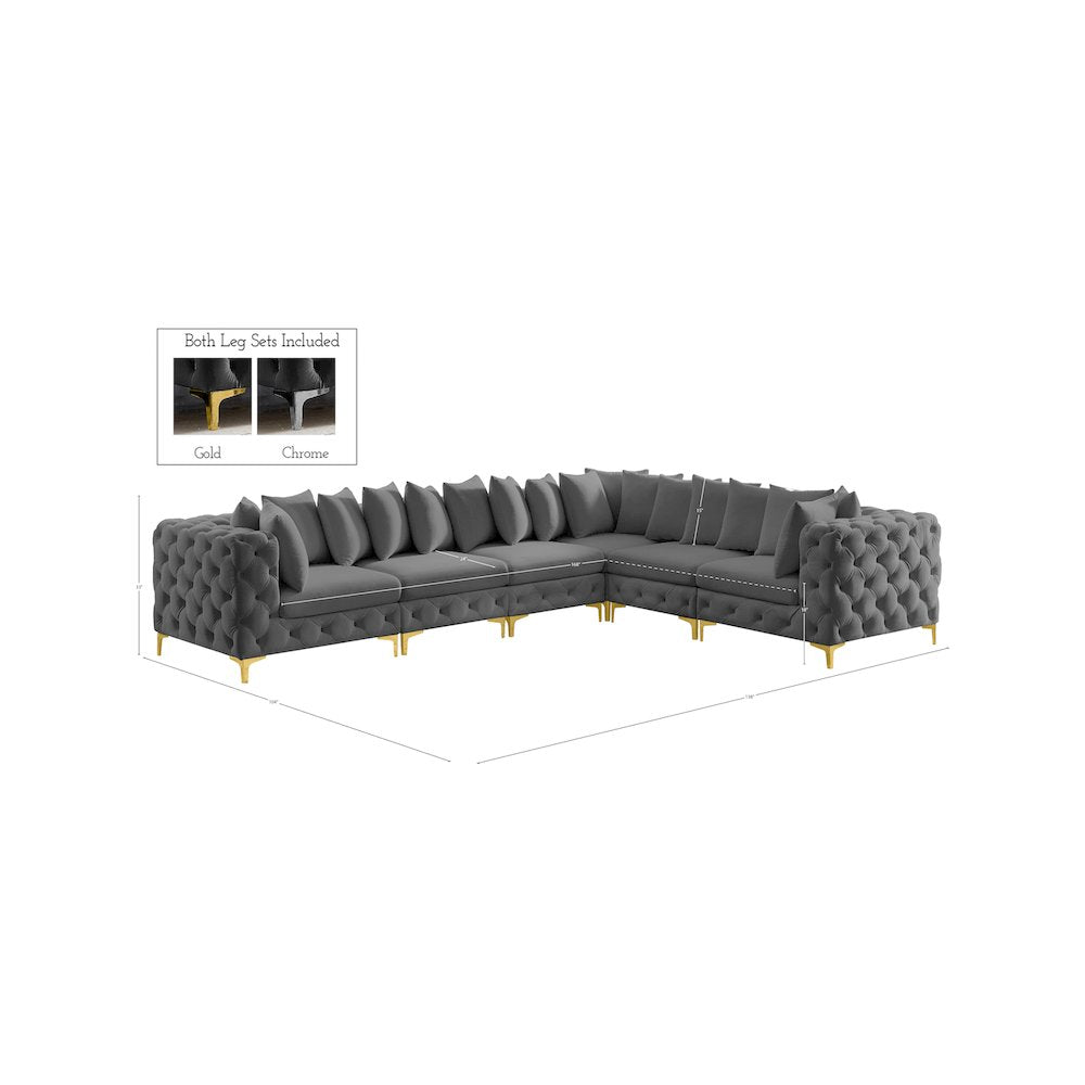 Tremblay Grey Velvet Modular Sectional