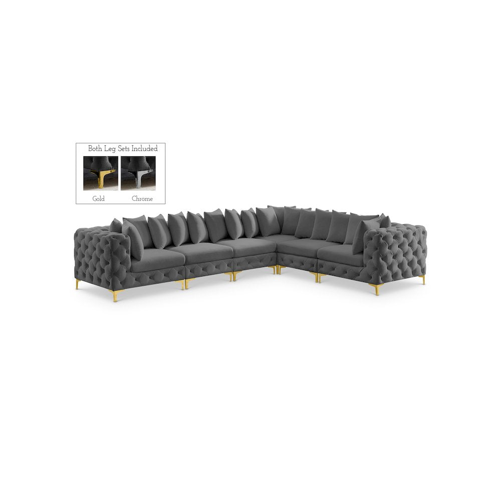 Tremblay Grey Velvet Modular Sectional