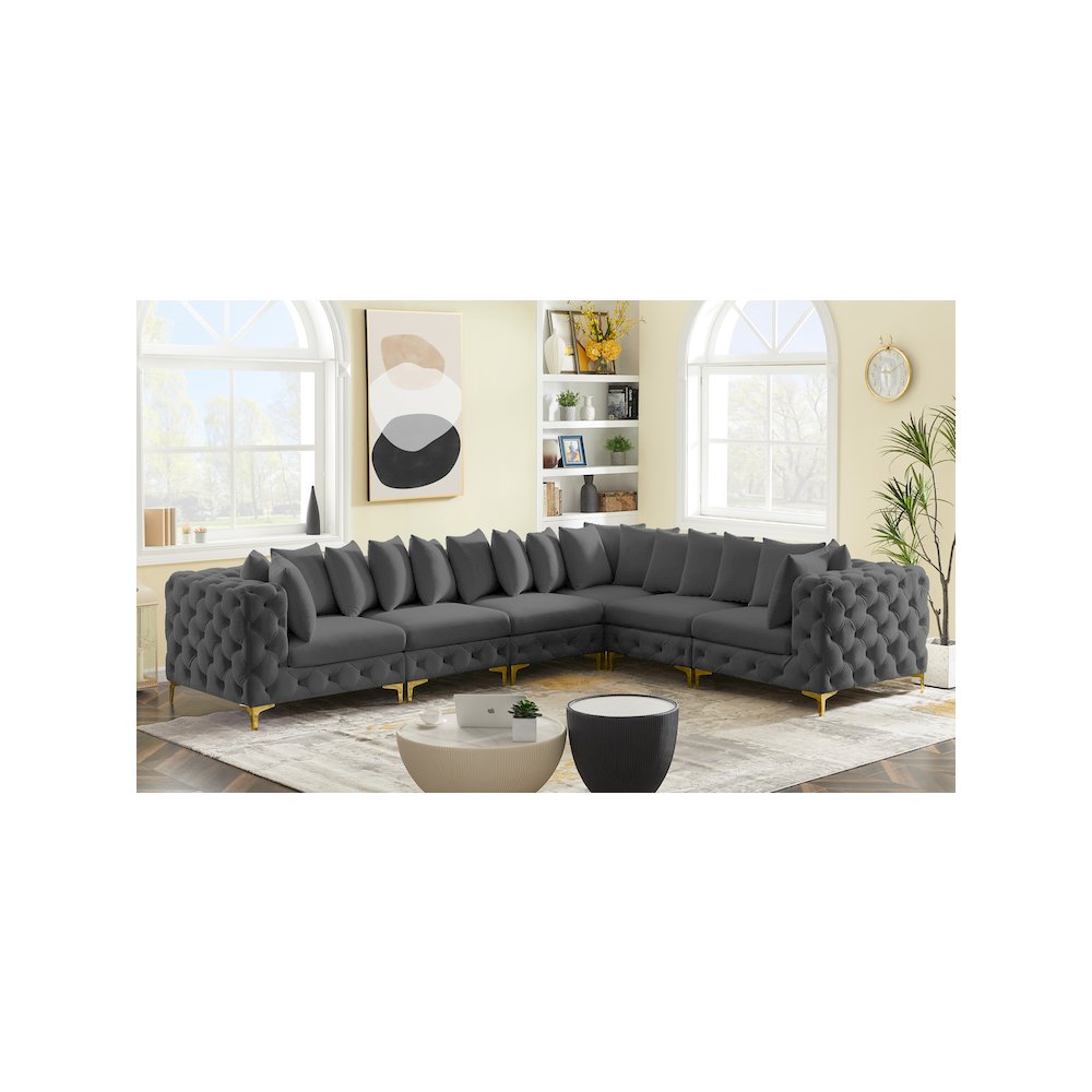 Tremblay Grey Velvet Modular Sectional