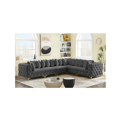 Tremblay Grey Velvet Modular Sectional