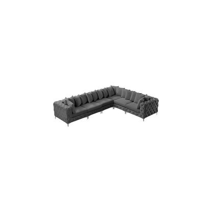 Tremblay Grey Velvet Modular Sectional