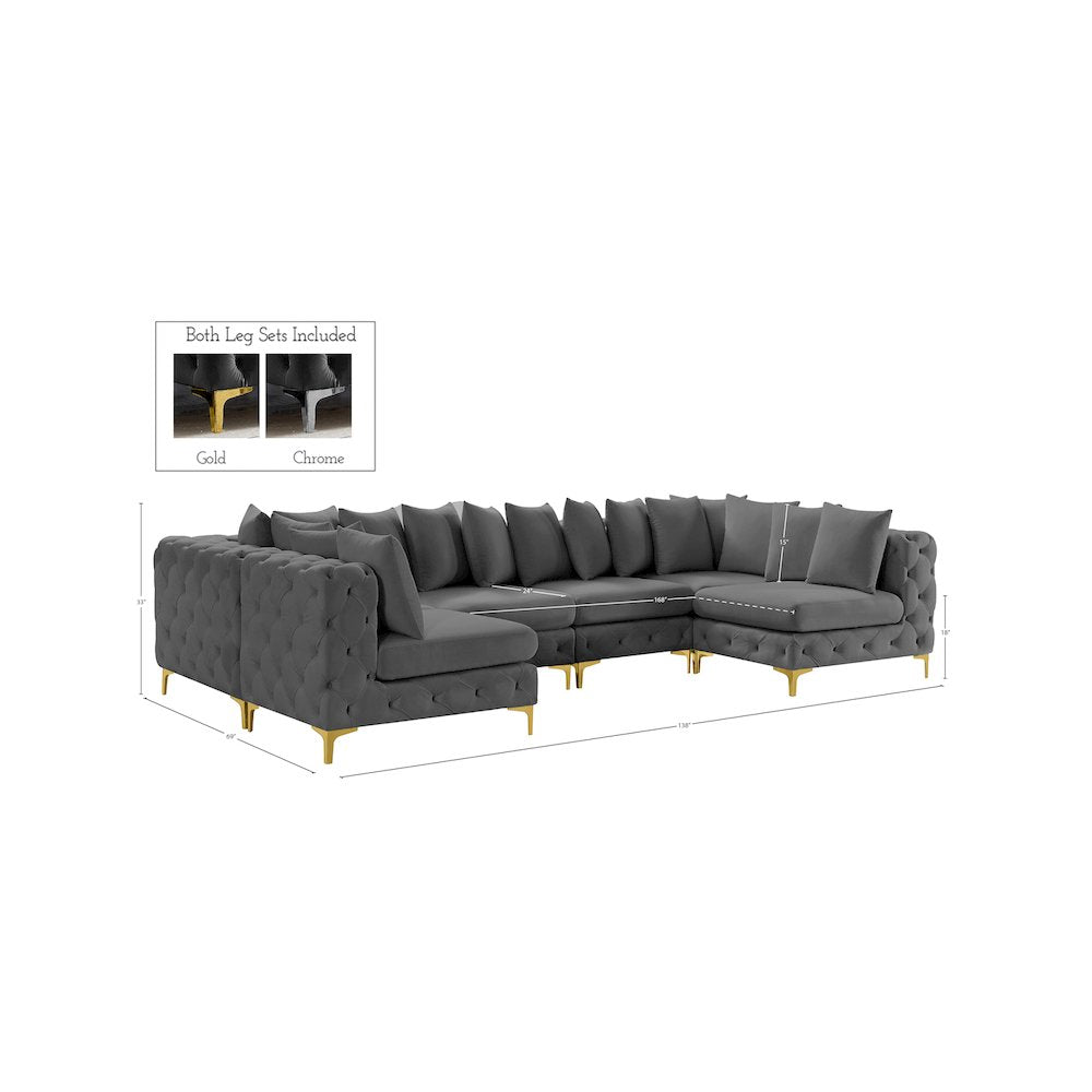 Tremblay Grey Velvet Modular Sectional