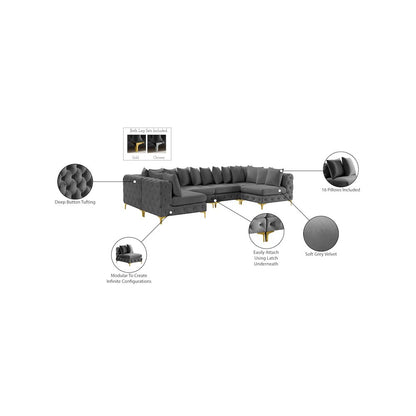 Tremblay Grey Velvet Modular Sectional