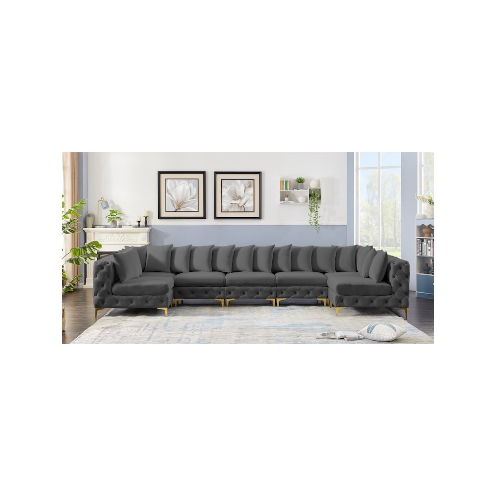 Tremblay Grey Velvet Modular Sectional