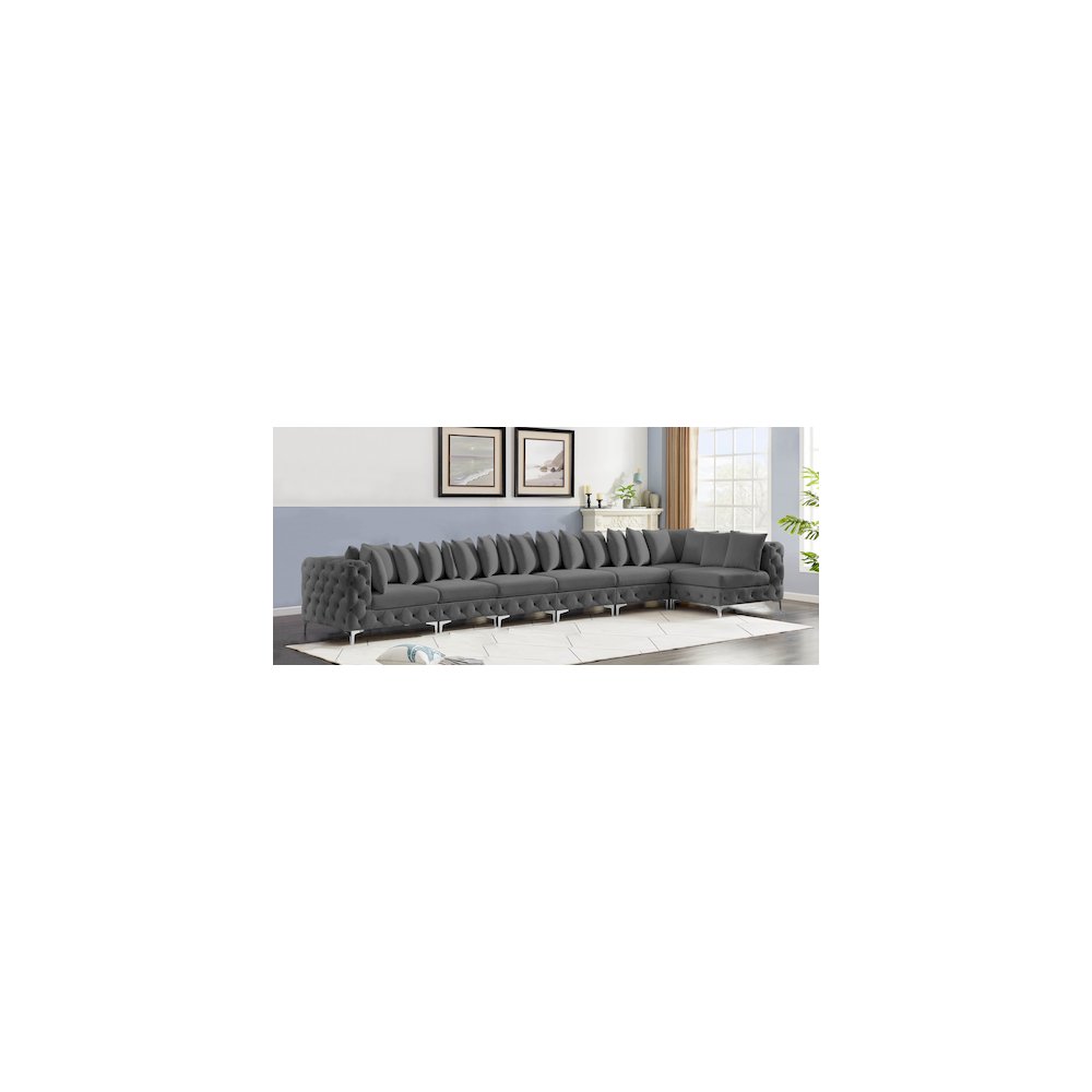 Tremblay Grey Velvet Modular Sectional