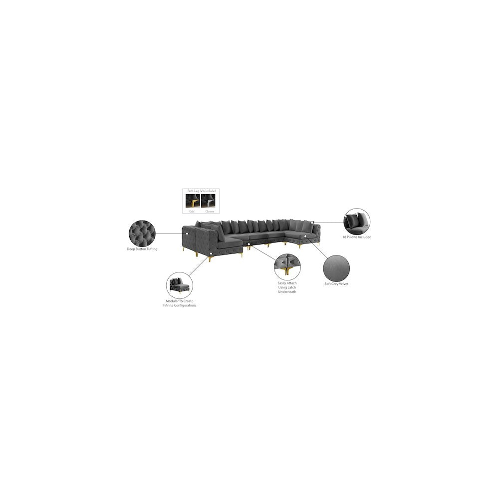 Tremblay Grey Velvet Modular Sectional