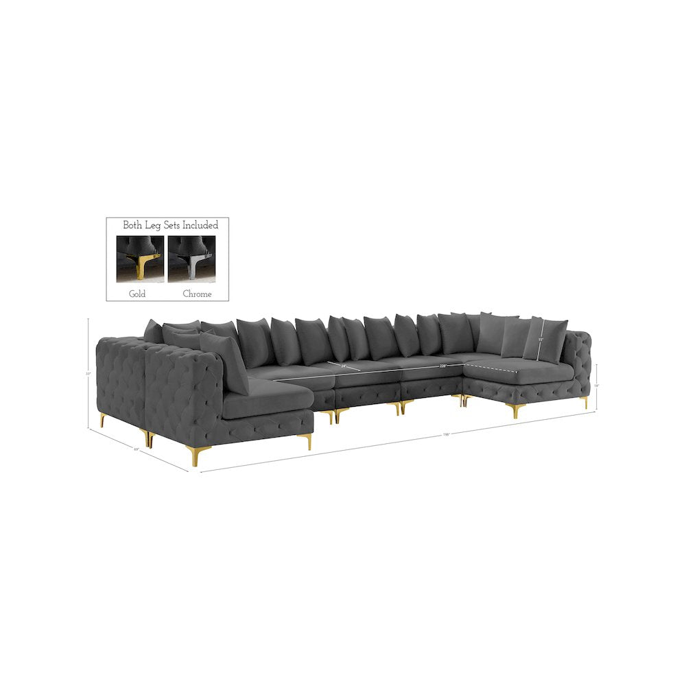 Tremblay Grey Velvet Modular Sectional
