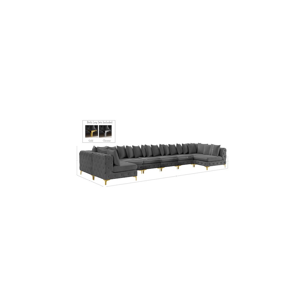Tremblay Grey Velvet Modular Sectional