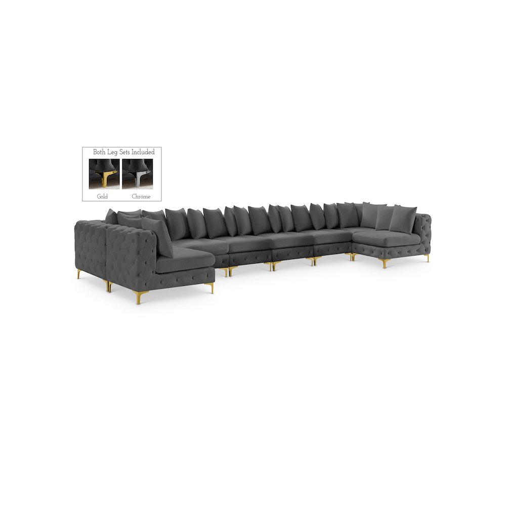 Tremblay Grey Velvet Modular Sectional