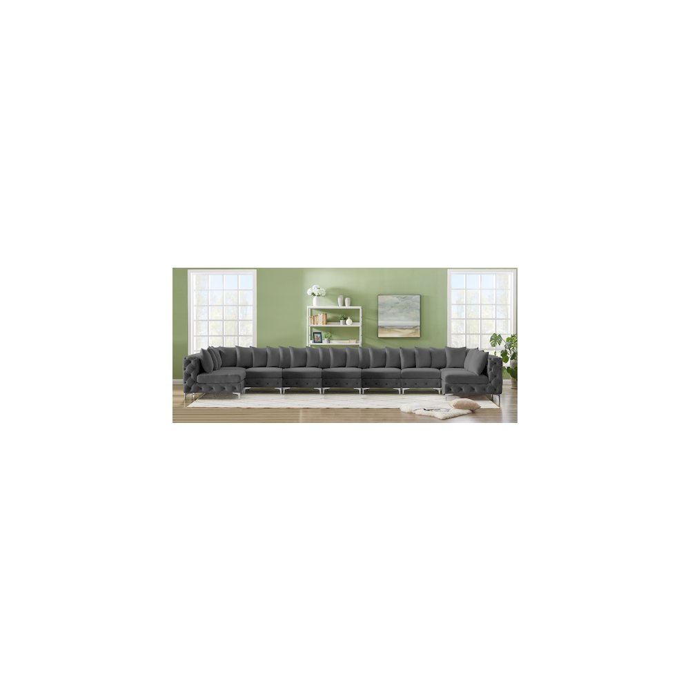 Tremblay Grey Velvet Modular Sectional