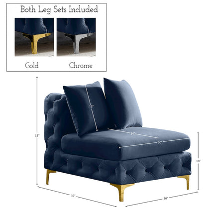 Tremblay Navy Velvet Armless Chair