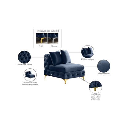 Tremblay Navy Velvet Armless Chair