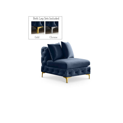 Tremblay Navy Velvet Armless Chair