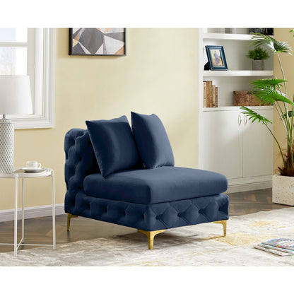 Tremblay Navy Velvet Armless Chair