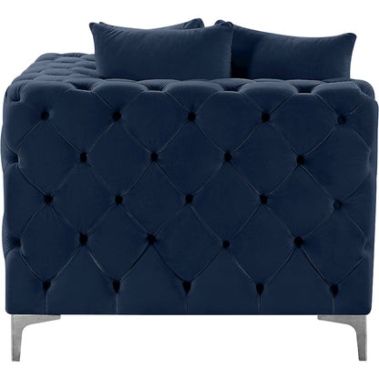 Tremblay Navy Velvet Corner Chair