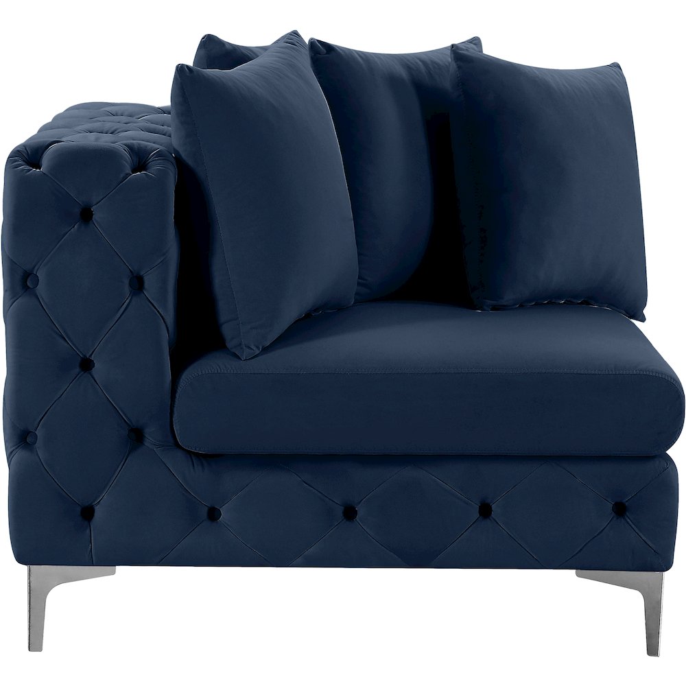 Tremblay Navy Velvet Corner Chair