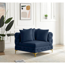 Tremblay Navy Velvet Corner Chair