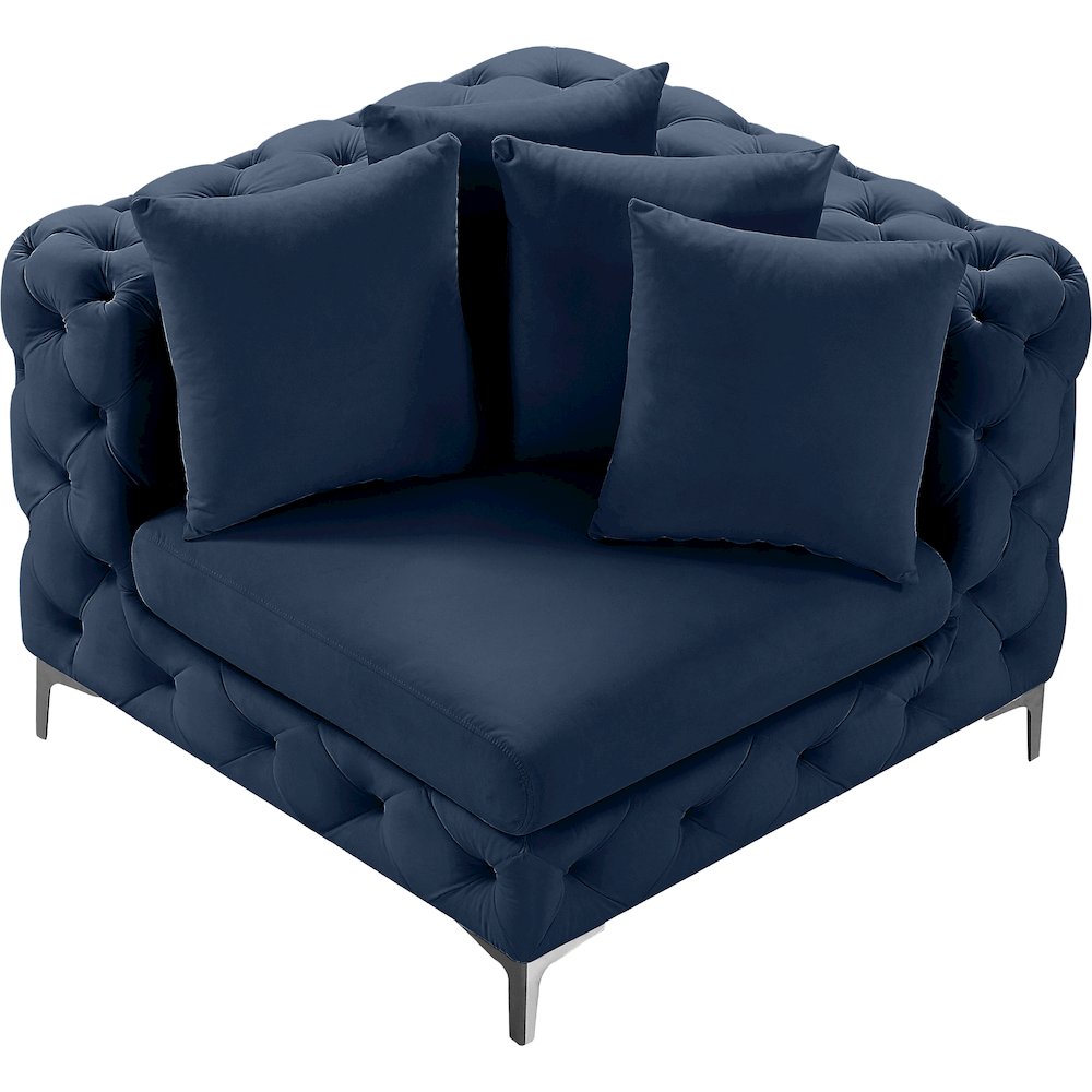 Tremblay Navy Velvet Corner Chair