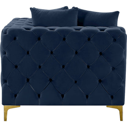 Tremblay Navy Velvet Corner Chair