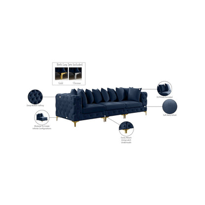 Tremblay Navy Velvet Modular Sofa