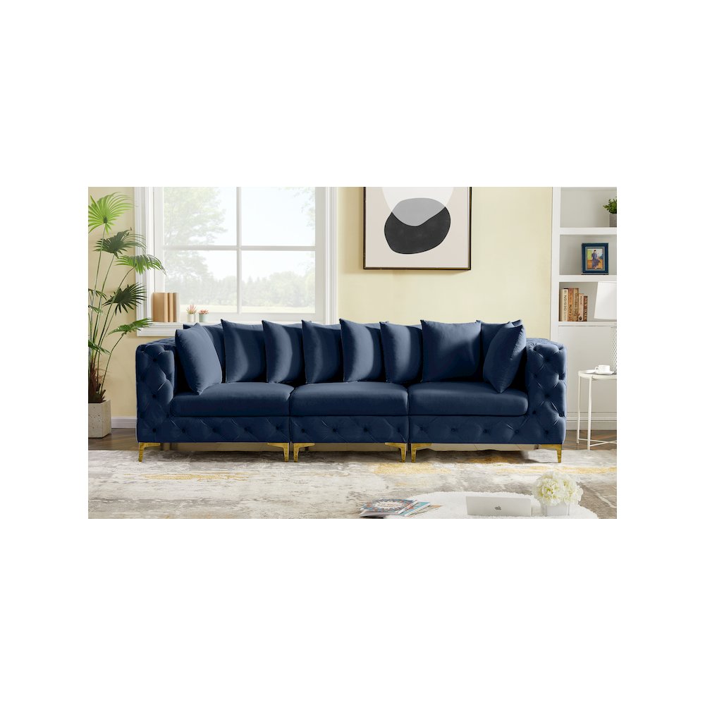 Tremblay Navy Velvet Modular Sofa