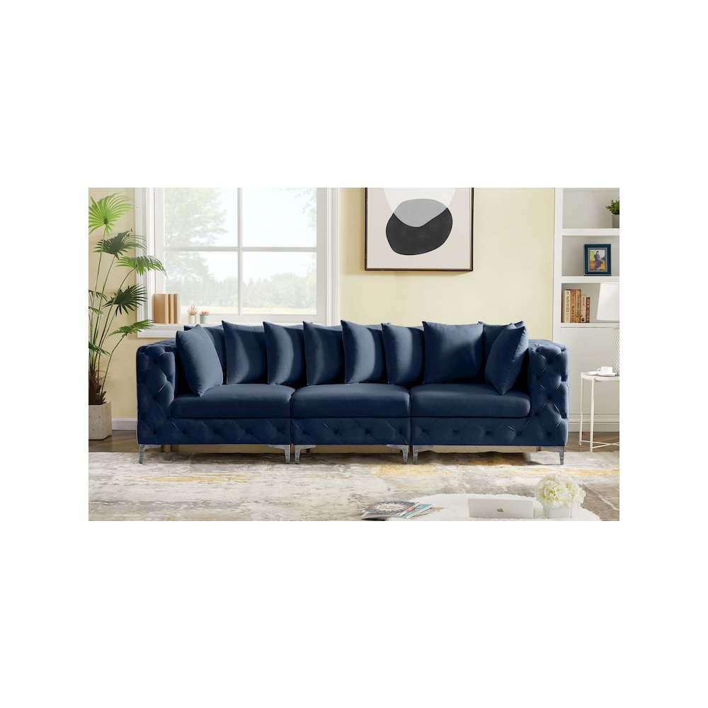Tremblay Navy Velvet Modular Sofa