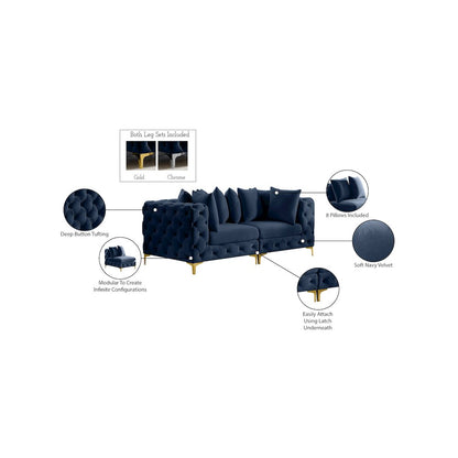 Tremblay Navy Velvet Modular Sofa
