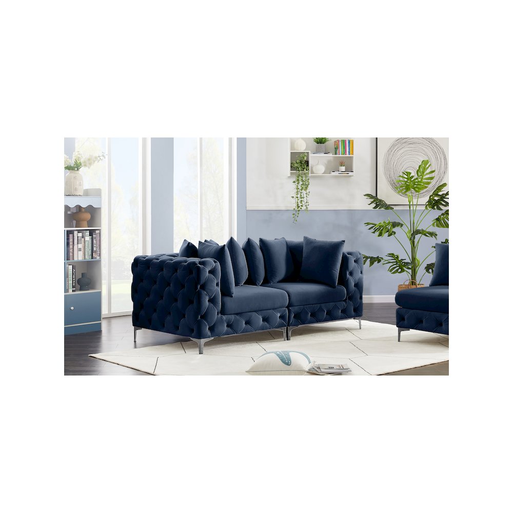 Tremblay Navy Velvet Modular Sofa