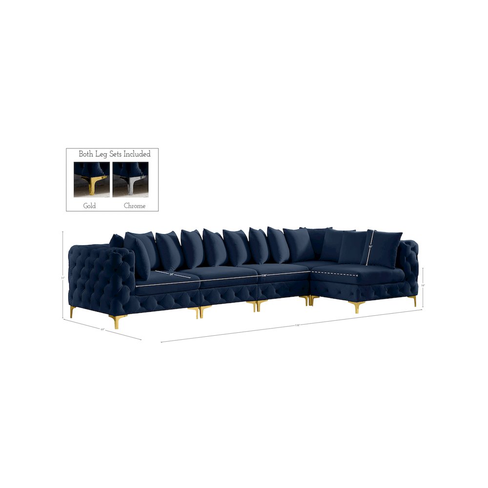Tremblay Navy Velvet Modular Sectional
