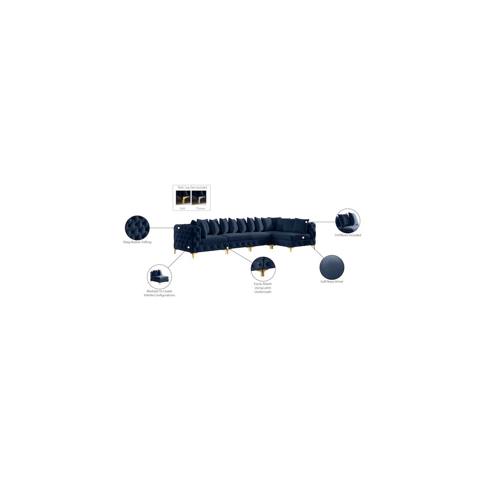 Tremblay Navy Velvet Modular Sectional