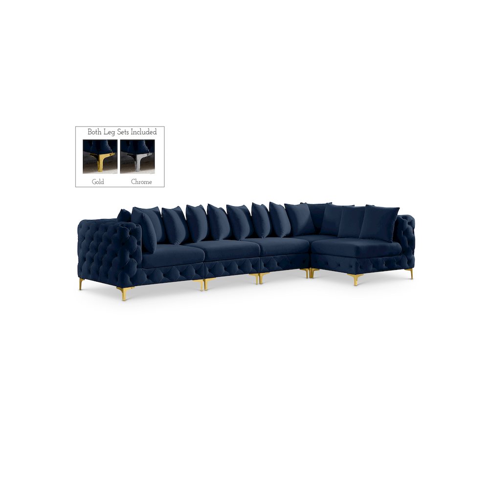 Tremblay Navy Velvet Modular Sectional
