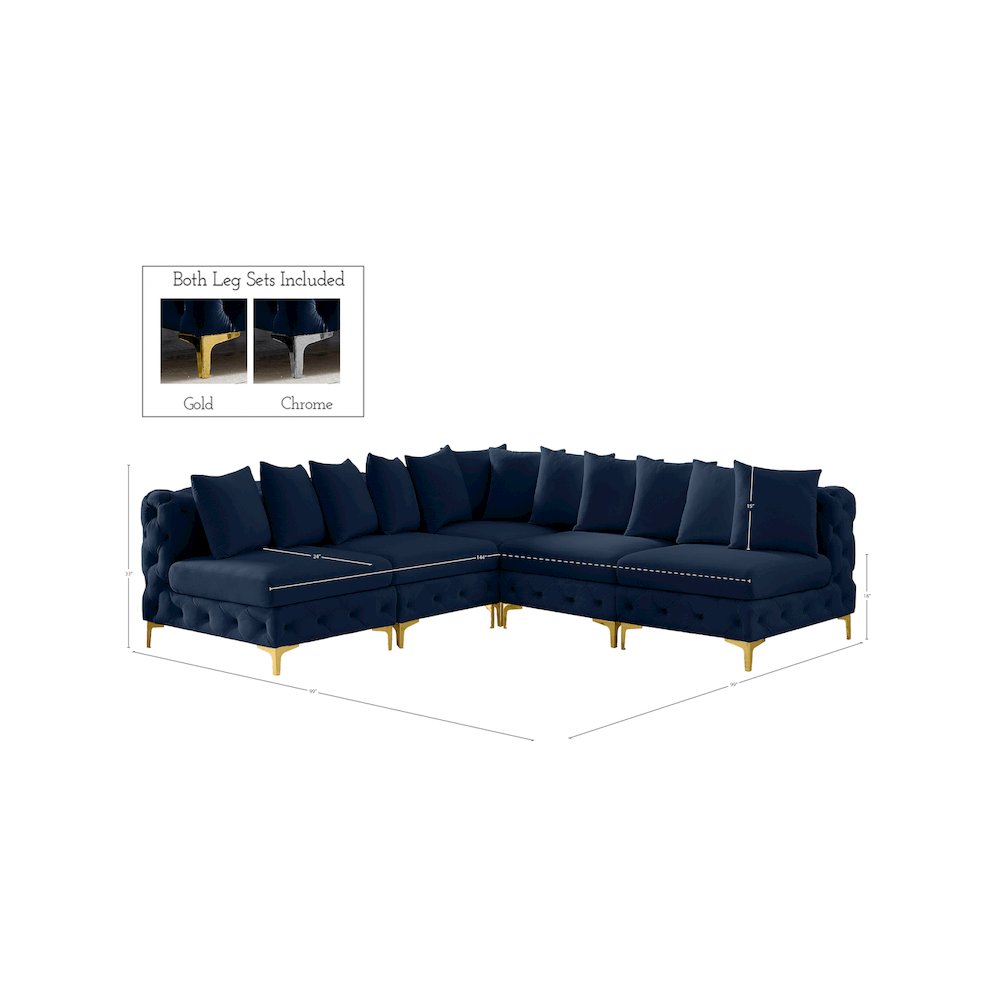 Tremblay Navy Velvet Modular Sectional