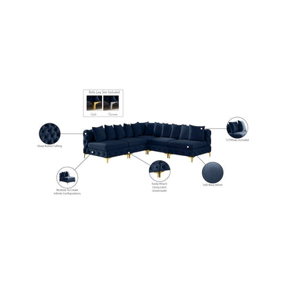 Tremblay Navy Velvet Modular Sectional