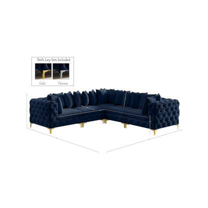 Tremblay Navy Velvet Modular Sectional
