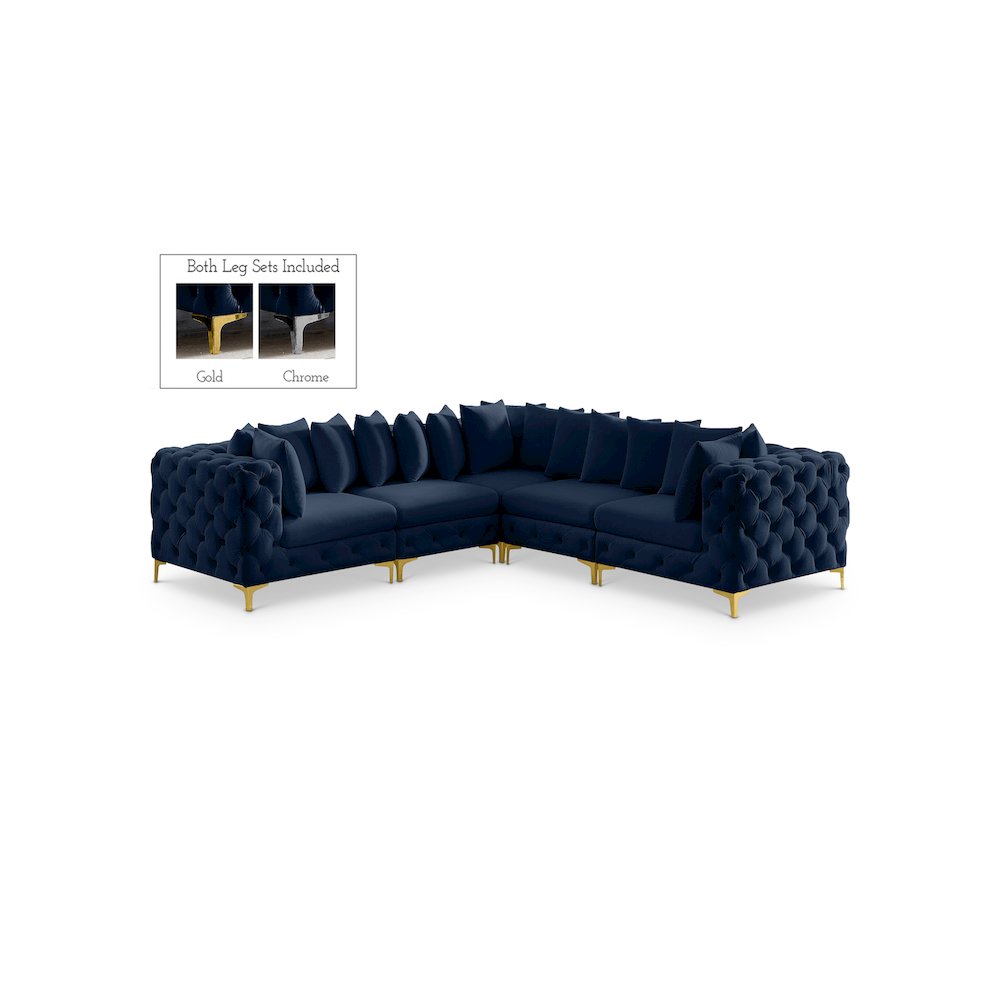 Tremblay Navy Velvet Modular Sectional