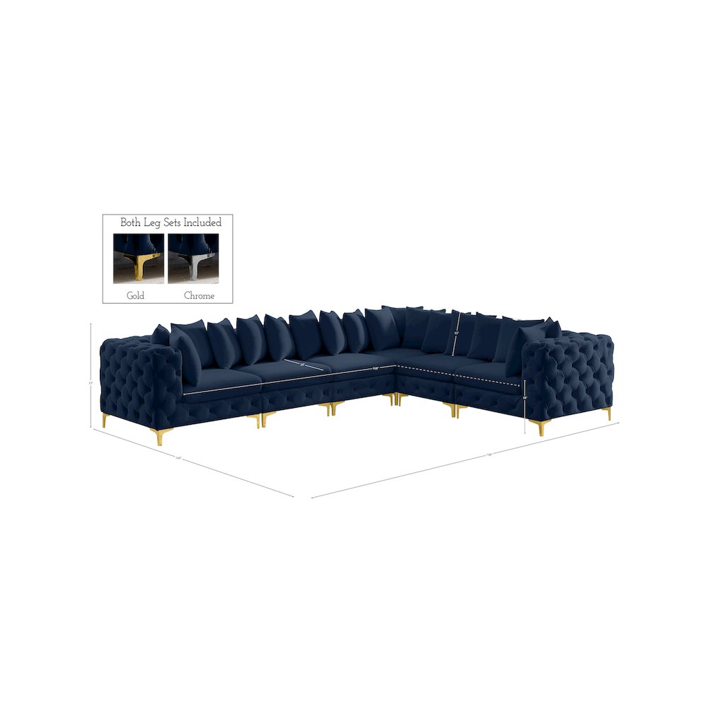 Tremblay Navy Velvet Modular Sectional