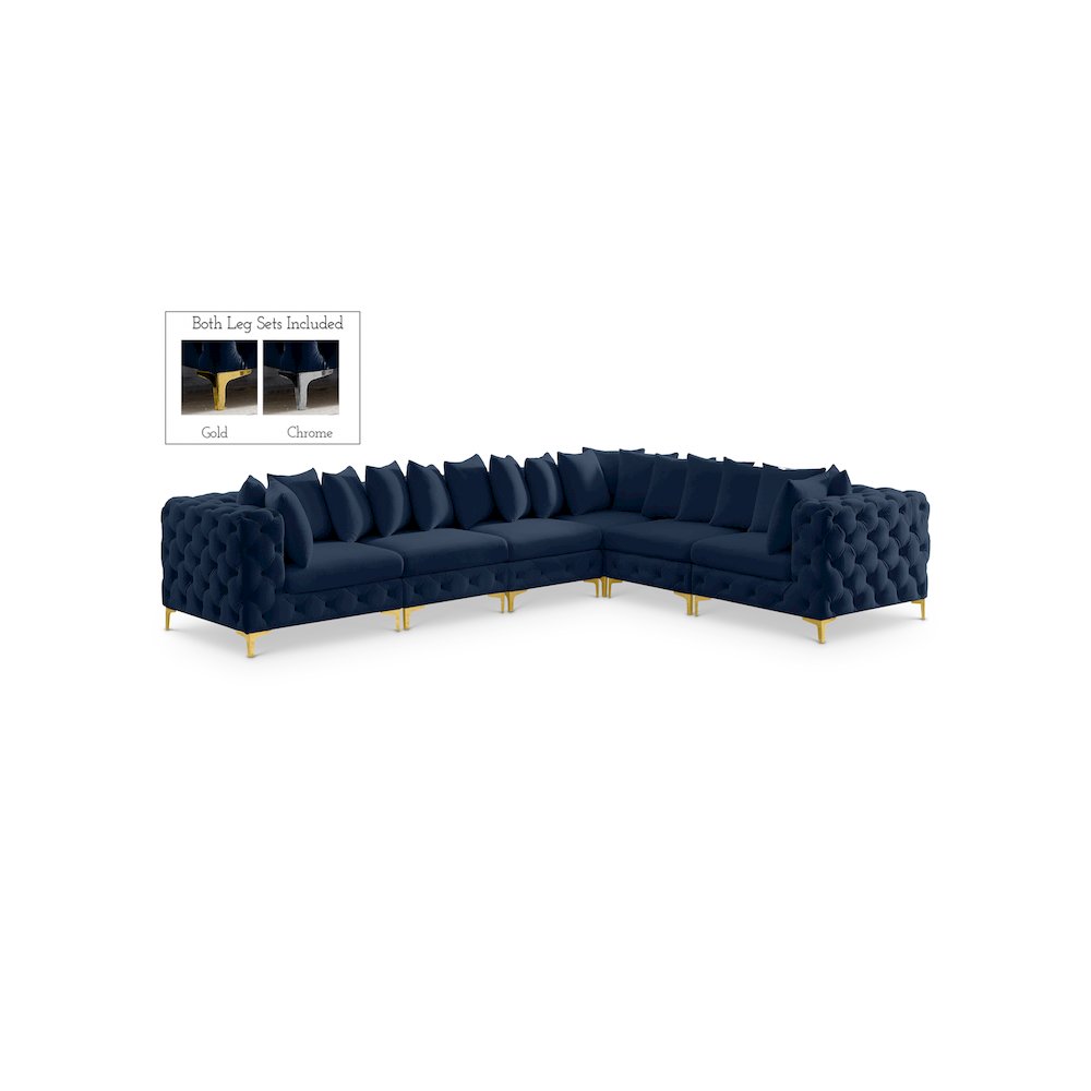 Tremblay Navy Velvet Modular Sectional