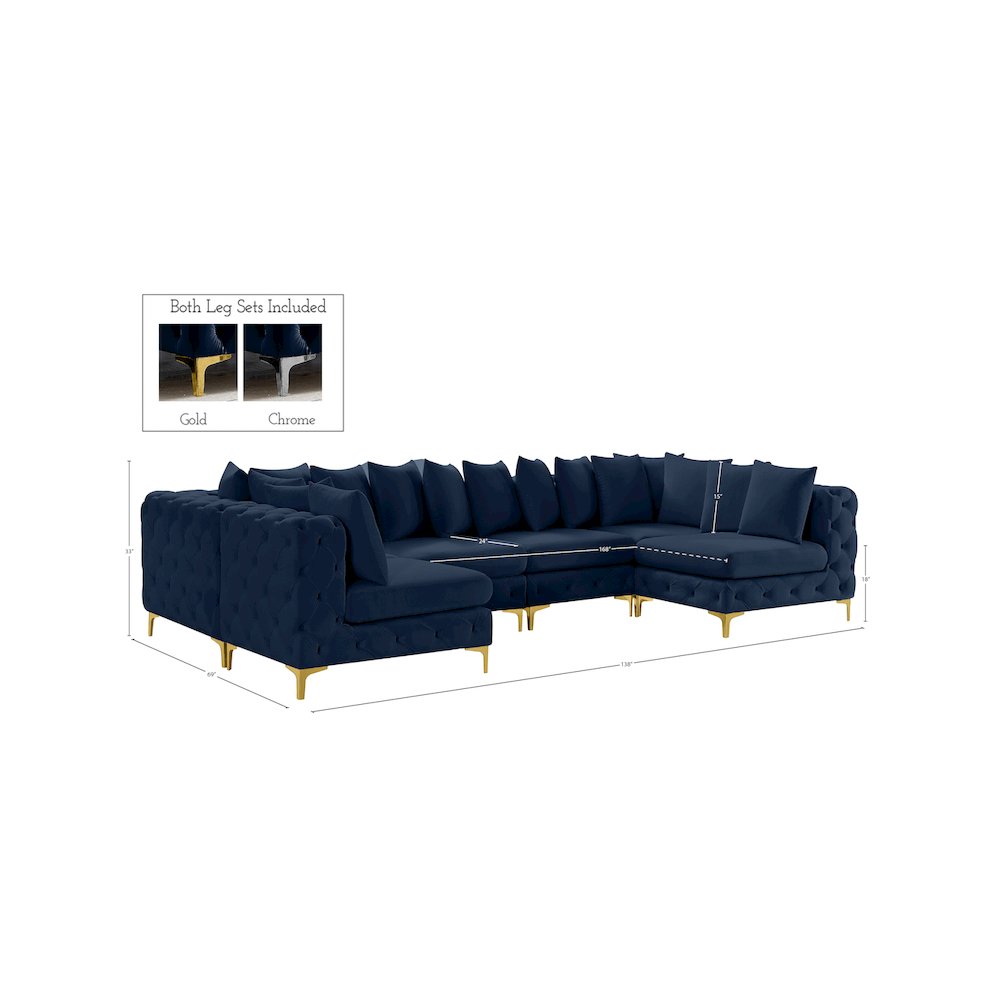Tremblay Navy Velvet Modular Sectional